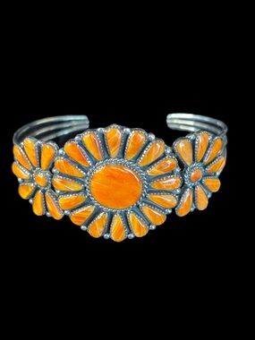 Handcrafted Orange Spiny Cuff Bracelet - Native American Inspired